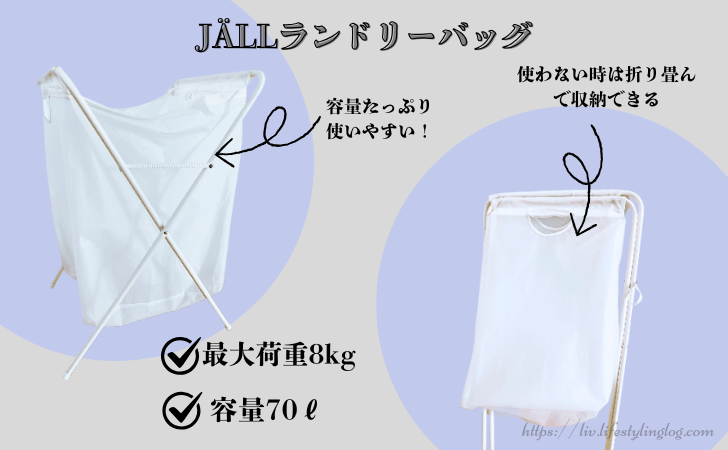 IKEAのJÄLL（イェル）ランドリーバッグ